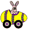 Easter Bunny driving coloring page