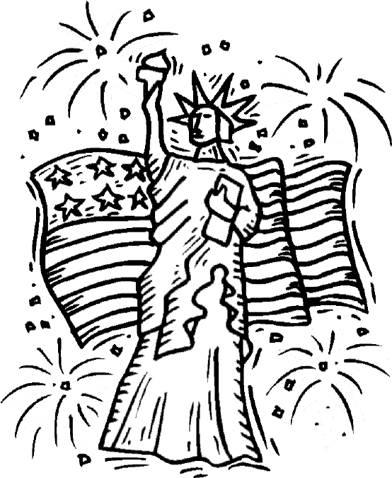 Statue of Liberty, lady liberty, fireworks, fireworks celebration, fireworks show,, declaration of independence signers, stars and stripes, Fourth of July coloring page, 4th of July coloring page, Independence Day coloring page