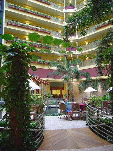 The lobby of the Embassy Suites in Dorado, Puerto Rico
