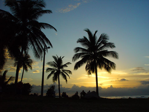 Sunset on the beach in Dorado, Puerto Rico