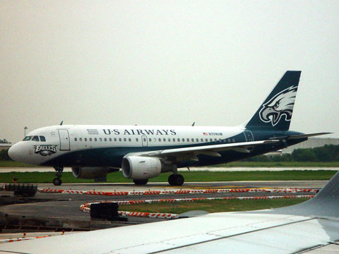 The U.S. Airways Philadelphia Eagles jet on the ground in Philadelphia