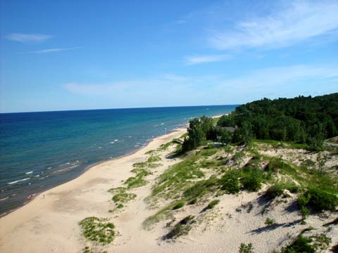 The Lake Michigan shoreline at the edge of the Silver Lake Sand Dunes