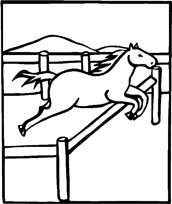 Horse jumping the fence