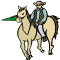 This horse and cowboy are riding the range