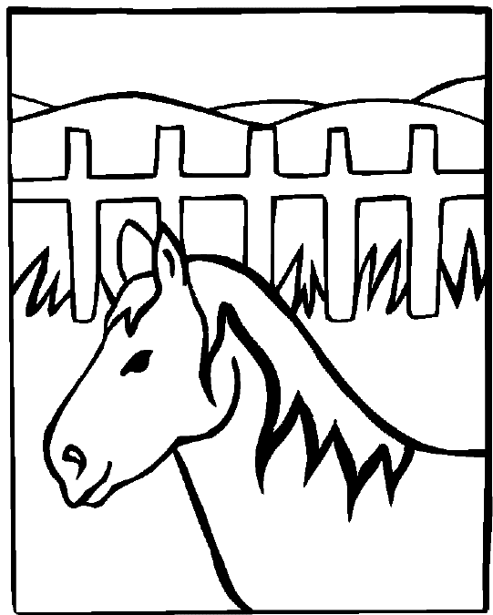 Horse in the field by a white picket fence