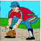 Baseball coloring page: Infielder scoops up a ground ball