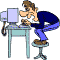 Man typing coloring page. Man at a computer desk with desktop computer and monitor
