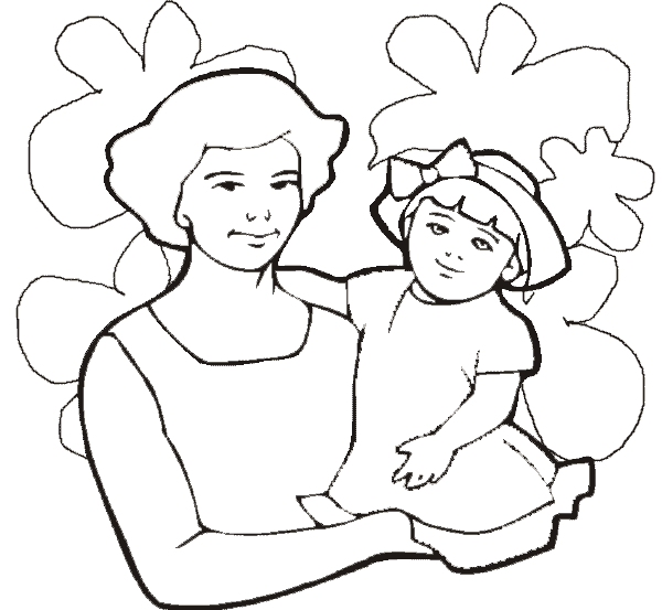 Mothers Day coloring pages! Mommy daughter hug on Mothers' Day, Mothers ...