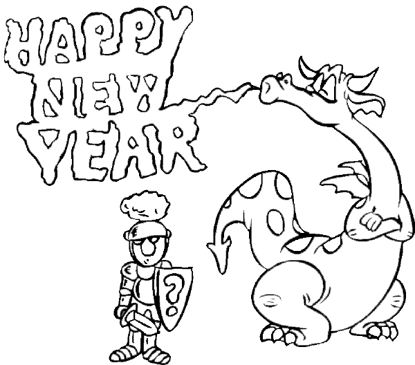 A knight and his dragon celebrate the new year!