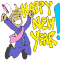 Happy New Year coloring page! Man jumps up to celebrate the New Year!