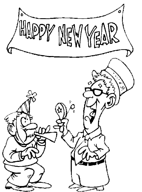 Elderly New Year's coloring page