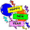 Happy New Year coloring page! Happy New Year sign, streamers, and balloons