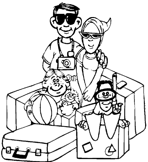 Family with their luggage packed, ready to go on summer vacation!