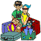 Tourist family on summer vacation! The luggage is packed, and this family is ready to go on a family fun vacation!