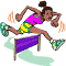 A girl clears the high hurdles in the Summer Olympics