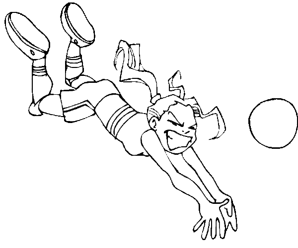 A women's volleyball player dives for the ball in this Summer Olympics coloring page