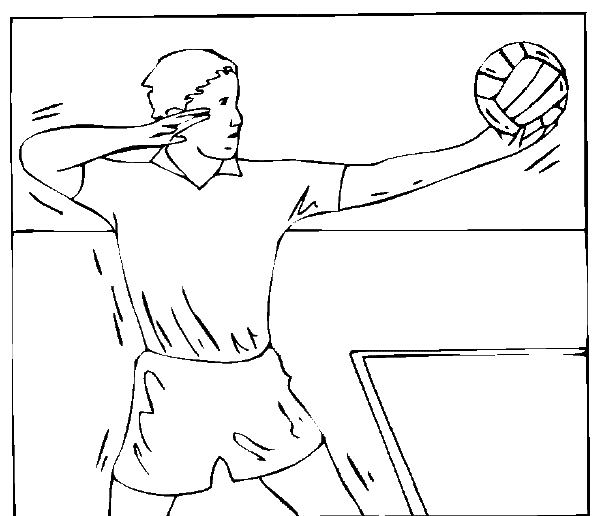 A men's volleyball player gets ready to serve in this Summer Olympics coloring page