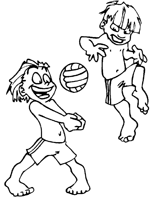A boy bumps the volleyball for his teammate