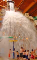 The giant bucket at Great Wolf Lodge dumps 1,000 gallons of water on the kids below [Click to enlarge in new window]