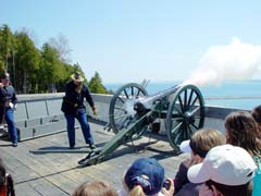 See historic reenactments of the firing of cannons at historic Fort Mackinaw on Mackinac Island!