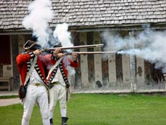 Musket demonstration at Colonial Michilimackinac