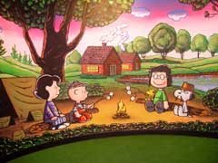 Snoopy and the Peanuts Gang on a mural in one of Michigan Adventure's great gift shops!